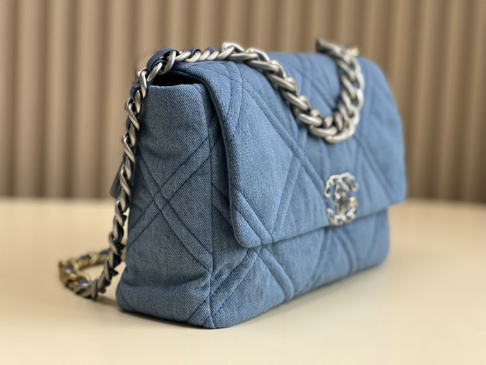 Chanel 19 Lambskin Denim Handbag Light Blue AS1161