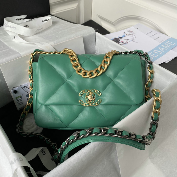 Chanel 19 Lambskin Flap Bag Green AS1160