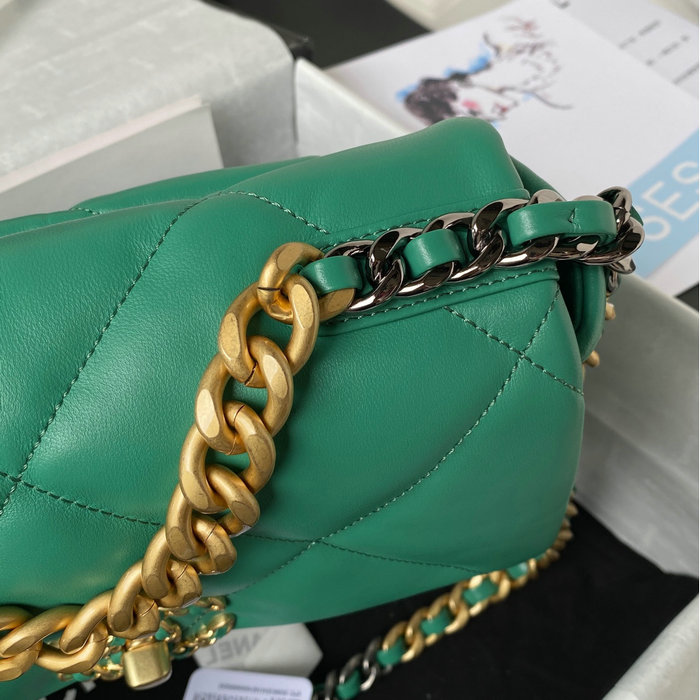 Chanel 19 Lambskin Flap Bag Green AS1160