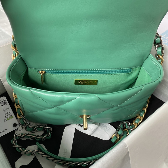 Chanel 19 Lambskin Flap Bag Green AS1160