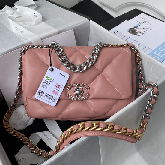 Chanel 19 Lambskin Flap Bag Pink AS1160