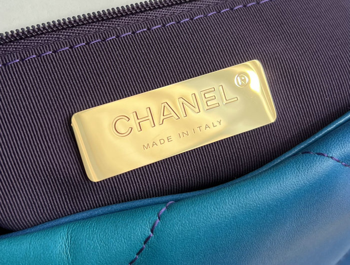 Chanel 19 Lambskin Flap Handbag Blue AS1160