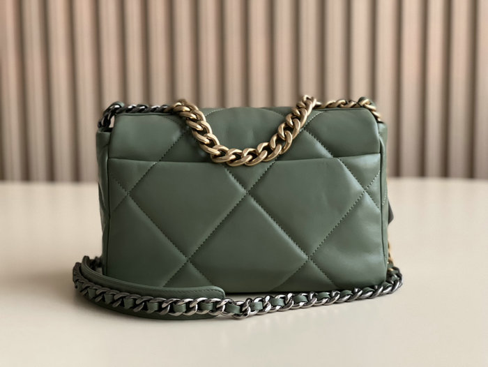 Chanel 19 Lambskin Flap Handbag Dark Green AS1160