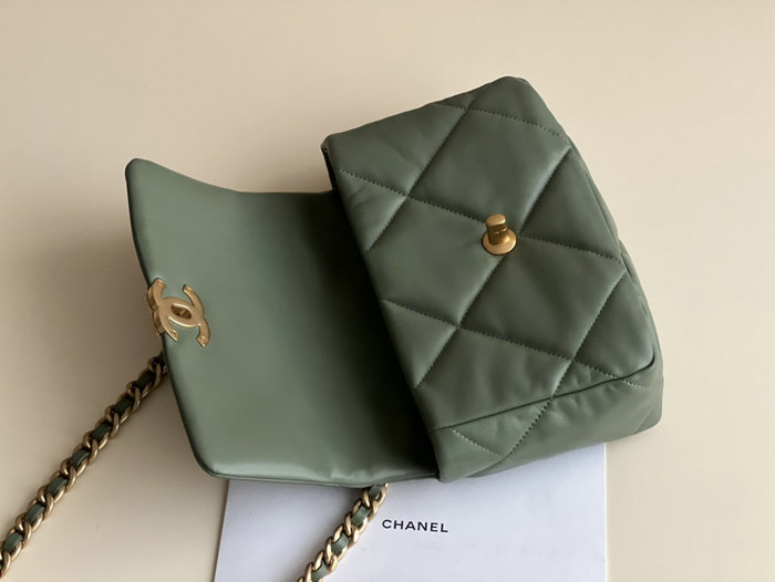 Chanel 19 Lambskin Flap Handbag Dark Green AS1160