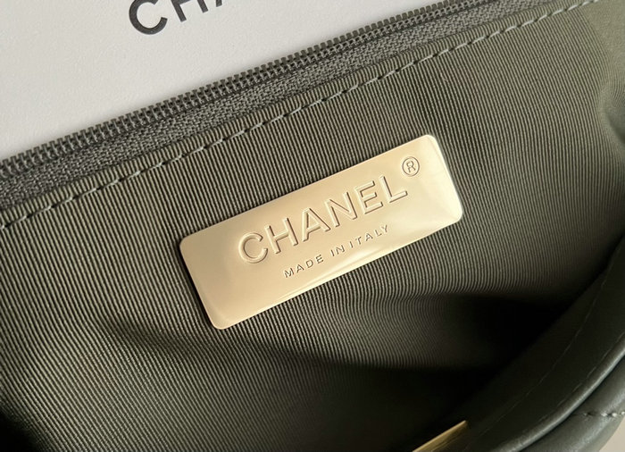 Chanel 19 Lambskin Flap Handbag Dark Green AS1160