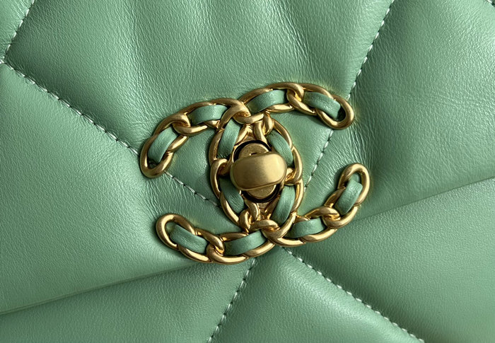 Chanel 19 Lambskin Flap Handbag Green AS1160