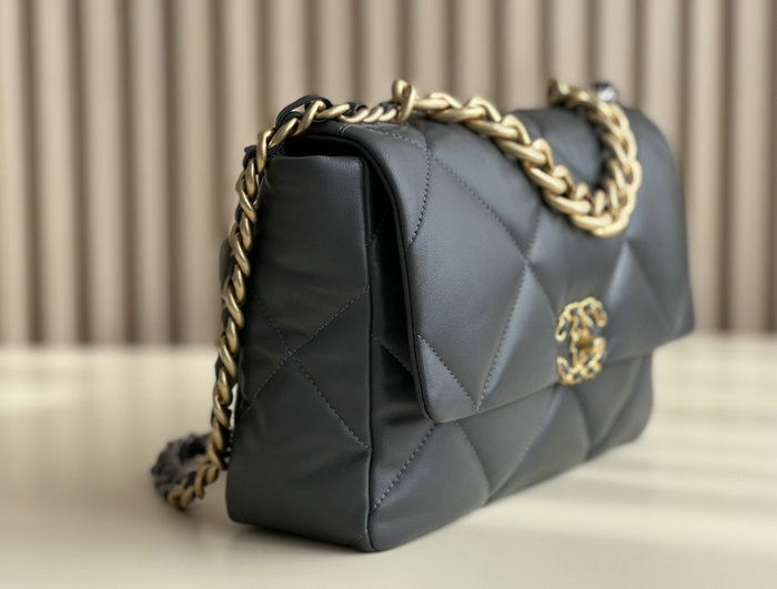 Chanel 19 Lambskin Flap Handbag Grey AS1160