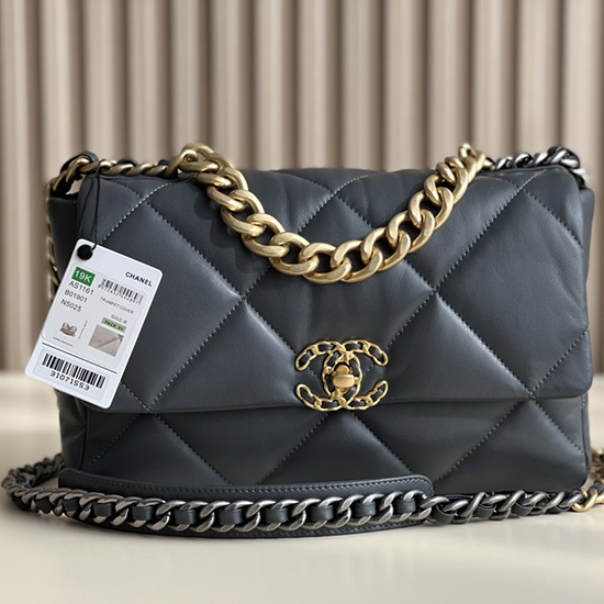 Chanel 19 Lambskin Flap Handbag Grey AS1160