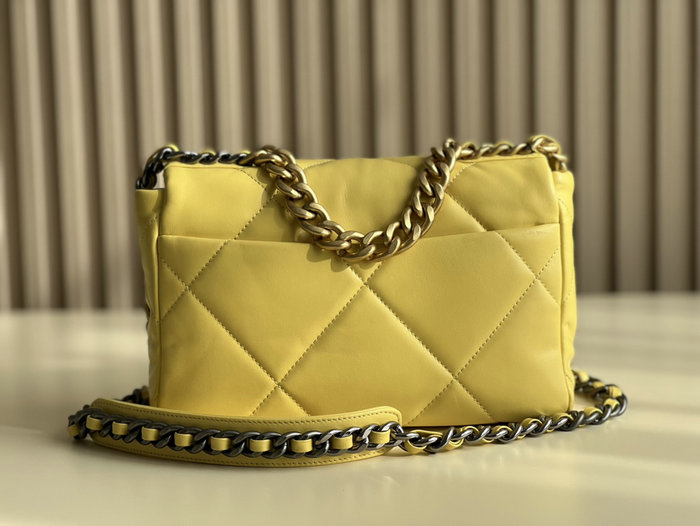 Chanel 19 Lambskin Flap Handbag Yellow AS1160