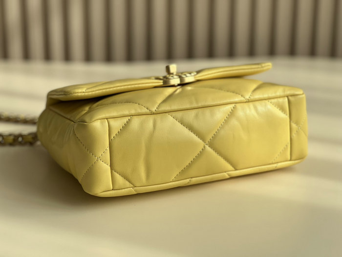 Chanel 19 Lambskin Flap Handbag Yellow AS1160