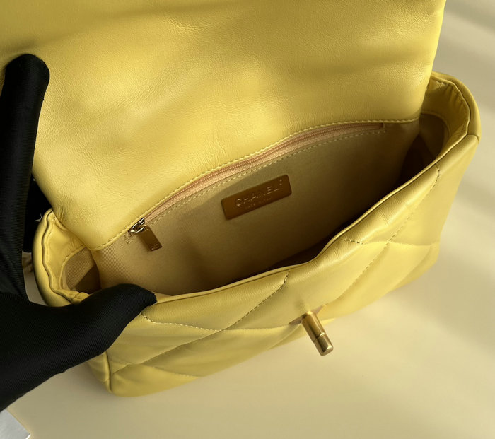 Chanel 19 Lambskin Flap Handbag Yellow AS1160