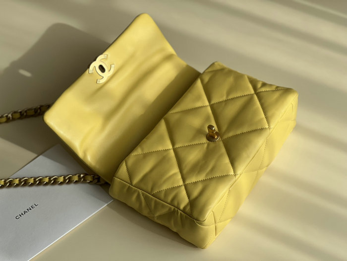 Chanel 19 Lambskin Large Flap Bag Yellow AS1161