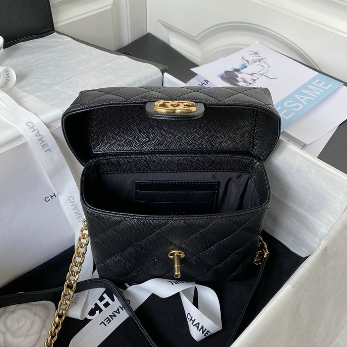 Chanel Grained Calfskin Handbag Black AS3729