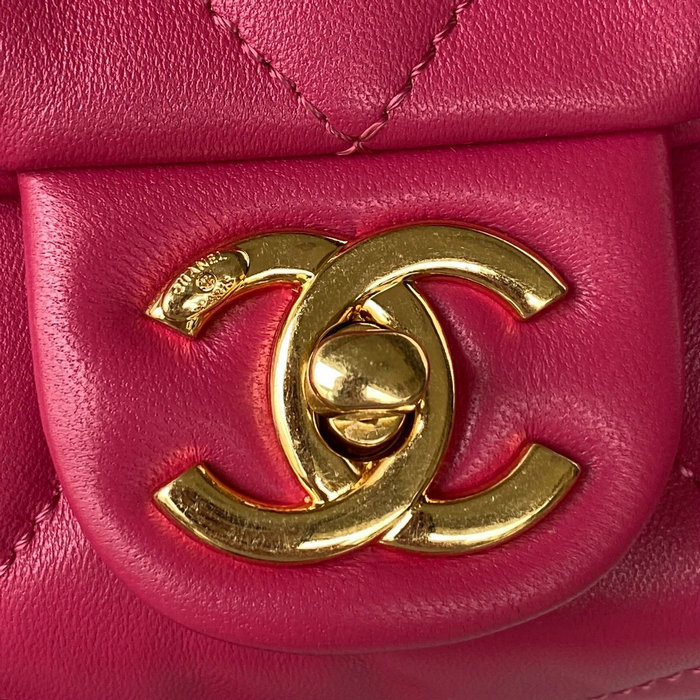 Chanel Lambskin Flap Shoulder Bag Peach AS3499