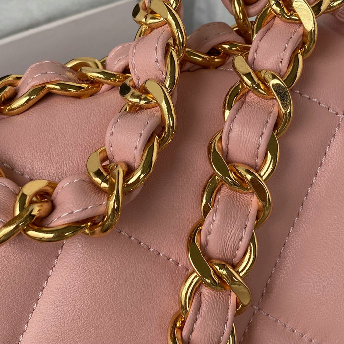 Chanel Lambskin Flap Shoulder Bag Pink AS3499