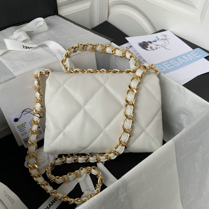 Chanel Lambskin Flap Shoulder Bag White AS3499