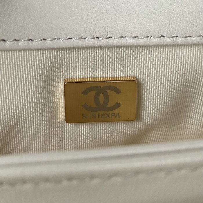 Chanel Lambskin Flap Shoulder Bag White AS3499