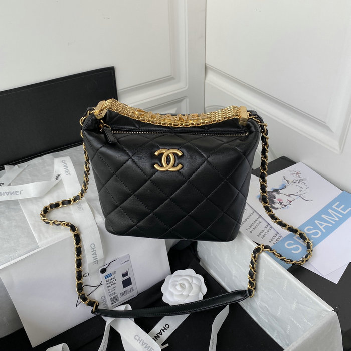 Chanel Lambskin Hobo Bag Black AS3242