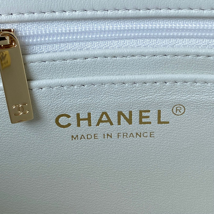 Chanel Lambskin Mini Flap Bag with Top Handle White AS2431