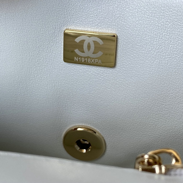 Chanel Lambskin Mini Flap Bag with Top Handle White AS2431