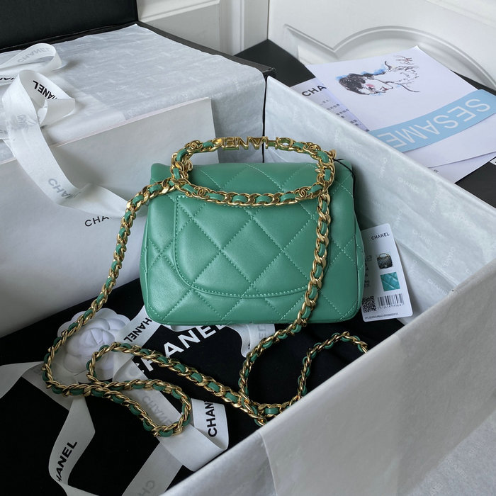 Chanel Lambskin Mini Shoulder Bag Green AS3748