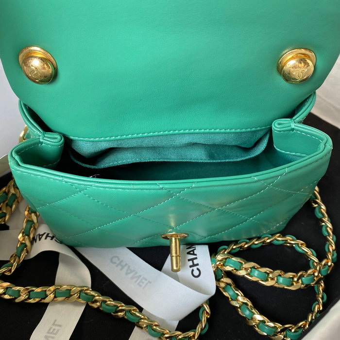 Chanel Lambskin Mini Shoulder Bag Green AS3748