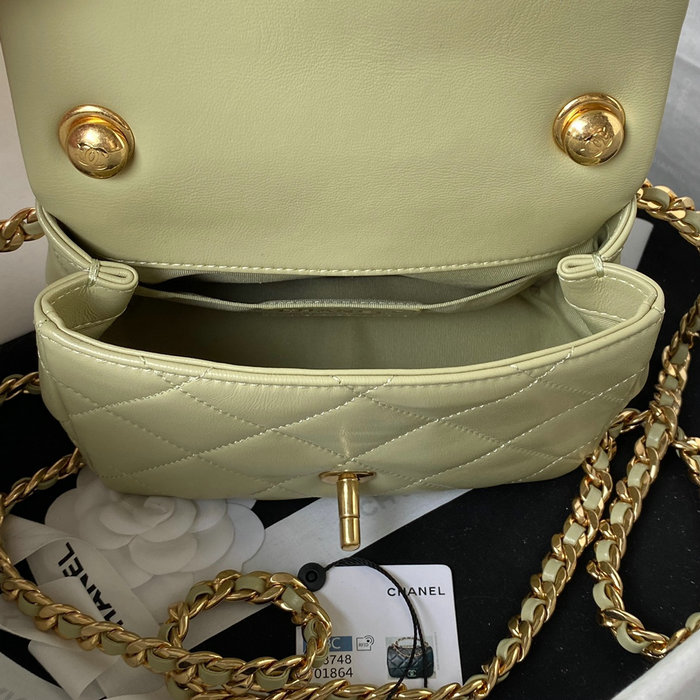 Chanel Lambskin Mini Shoulder Bag Khaki AS3748