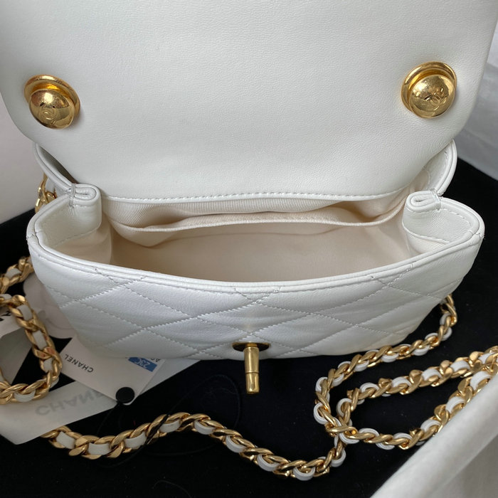 Chanel Lambskin Mini Shoulder Bag White AS3748