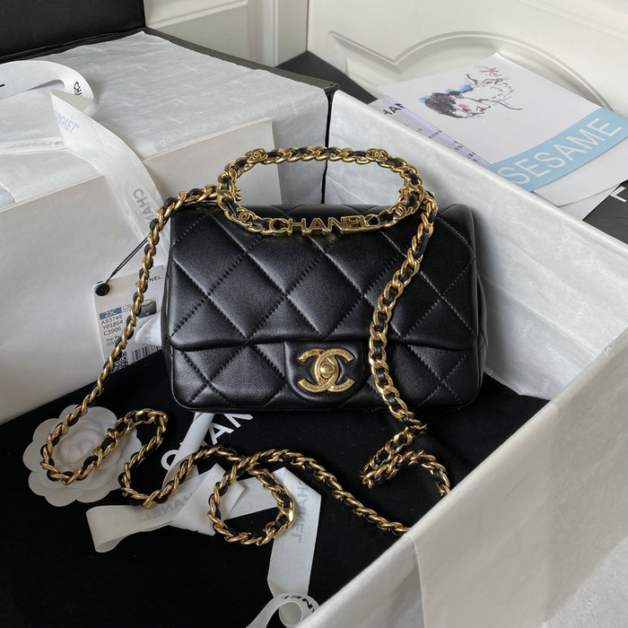 Chanel Lambskin Small Shoulder Bag Black AS3749