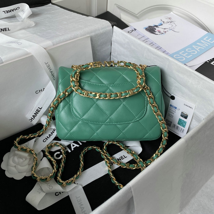 Chanel Lambskin Small Shoulder Bag Green AS3749