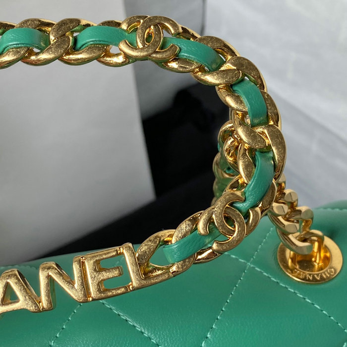 Chanel Lambskin Small Shoulder Bag Green AS3749