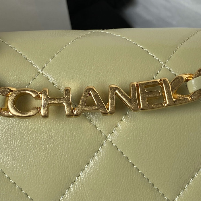 Chanel Lambskin Small Shoulder Bag Khaki AS3749