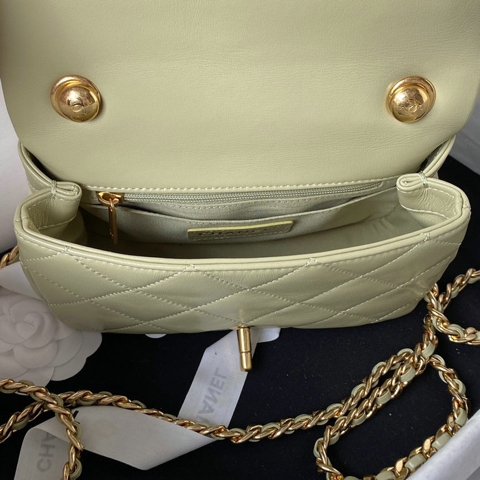 Chanel Lambskin Small Shoulder Bag Khaki AS3749