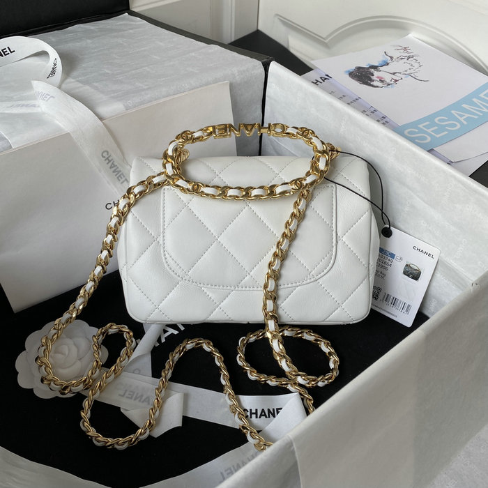 Chanel Lambskin Small Shoulder Bag White AS3749