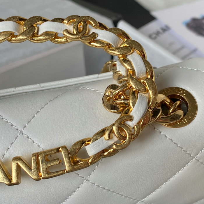 Chanel Lambskin Small Shoulder Bag White AS3749