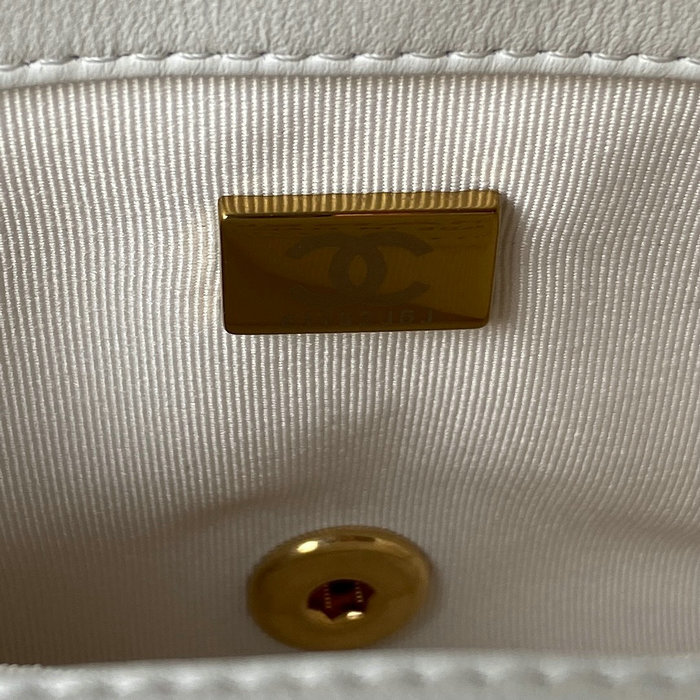 Chanel Lambskin Small Shoulder Bag White AS3749