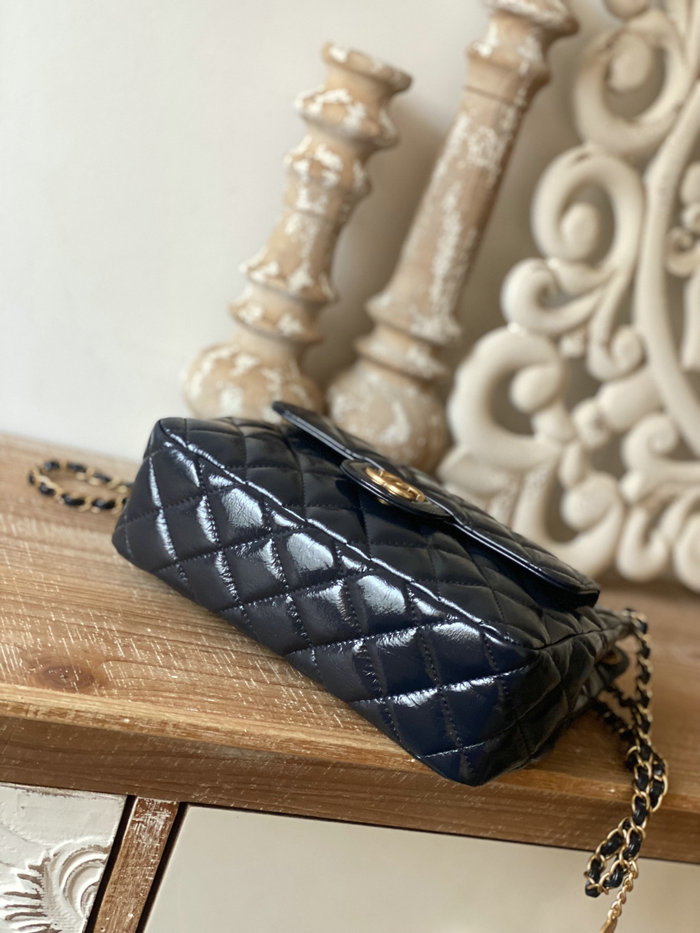 Chanel Shiny Crumpled Calfskin Hobo Bag Blue AS3690