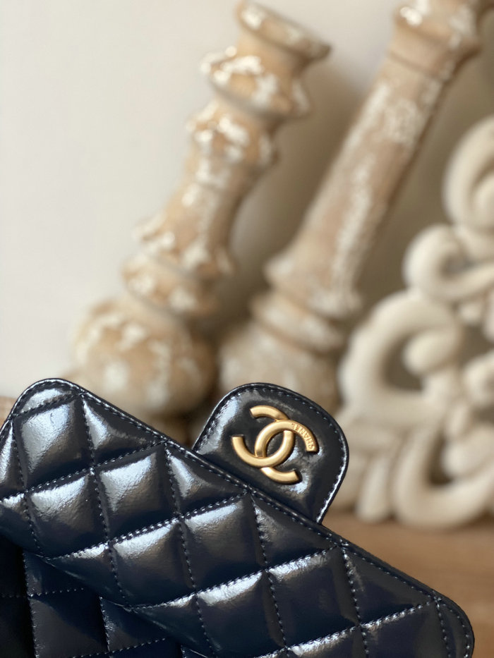 Chanel Shiny Crumpled Calfskin Hobo Bag Blue AS3690