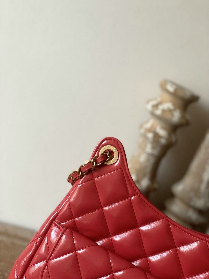 Chanel Shiny Crumpled Calfskin Hobo Bag Pink AS3690