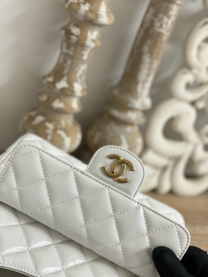 Chanel Shiny Crumpled Calfskin Hobo Bag White AS3690