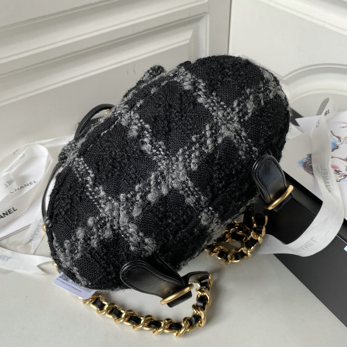 Chanel Tweed Backpack Black AS3615