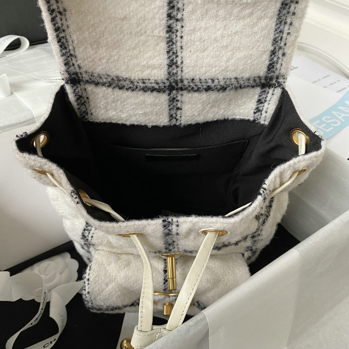 Chanel Tweed Backpack White AS3615