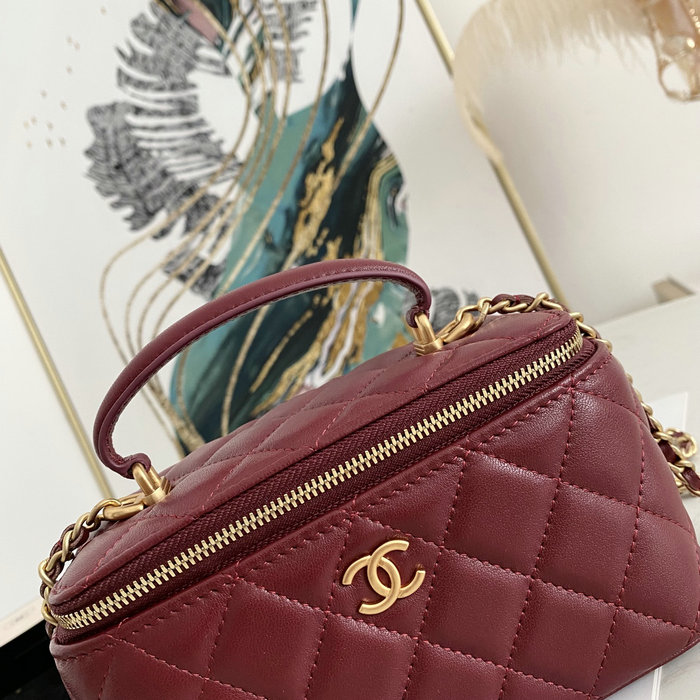 Chanel Vanity Case Bag Burgundy AS81118