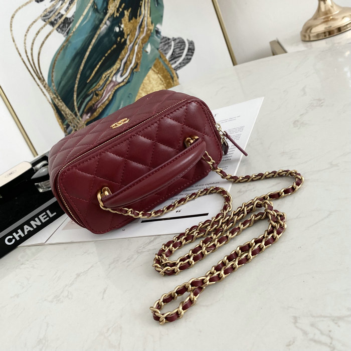 Chanel Vanity Case Bag Burgundy AS81118