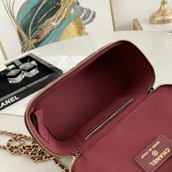 Chanel Vanity Case Bag Burgundy AS81118