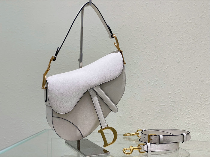 Dior Saddle Bag with Strap White M0455