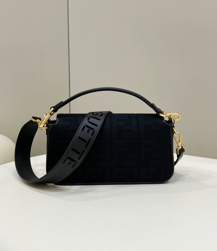 Fendi Baguette FF Canvas Bag Black F8598