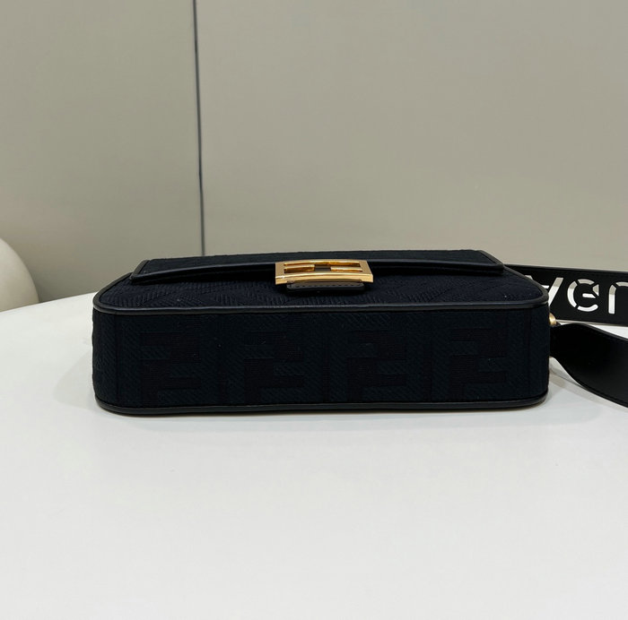 Fendi Baguette FF Canvas Bag Black F8598