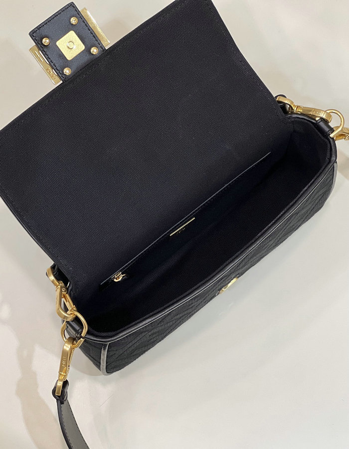 Fendi Baguette FF Canvas Bag Black F8598