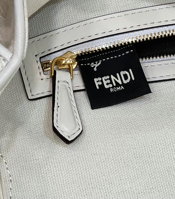 Fendi Baguette FF Canvas Bag White F8598